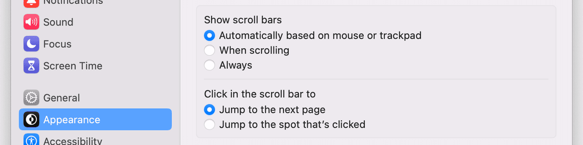 Default Option: "Automatically based on mouse or trackpad"